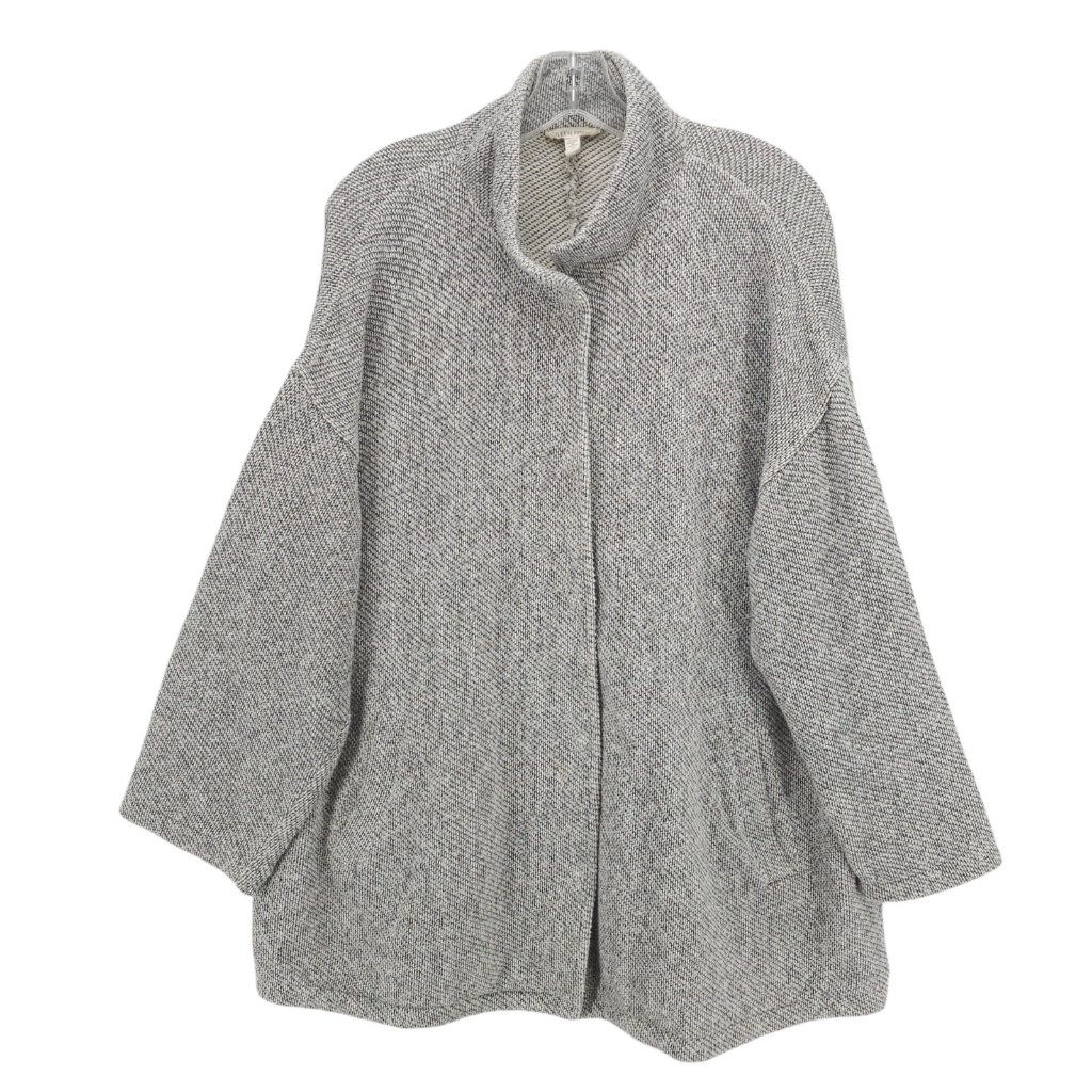 Eileen Fisher 100% Organic Cotton Terry Stand Collar Jacket Size Large